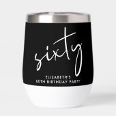Chic witte script zwarte 60e verjaardagsfeestje (Achterkant)