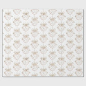 Chic Witte Stippen Boog Ornament Kerst Cadeaupapier (Vlak)