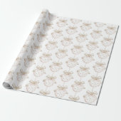 Chic Witte Stippen Boog Ornament Kerst Cadeaupapier (Uitgerold)