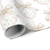 Chic Witte Stippen Boog Ornament Kerst Cadeaupapier (Rol Hoek)