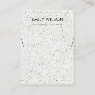 CHIC WITTE TERRAZZO TEXTURE SIERADEN DISPLAY LOGO VISITEKAARTJE