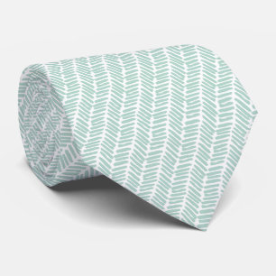 Chic Witte Zeeglas Groene Abstract Chevron Stropdas