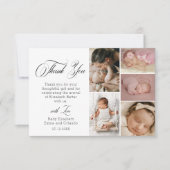 Chic Witte Zes Foto Baby Shower Bedankt (Voorkant)