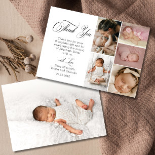 Chic Witte Zes Foto Baby Shower Bedankt