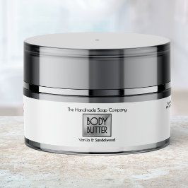 Chic Witte Zilveren Body Butter Pot Label