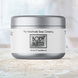 Chic Witte, Zilveren, Zwarte Body Butter Pot label Waterfles Etiket
