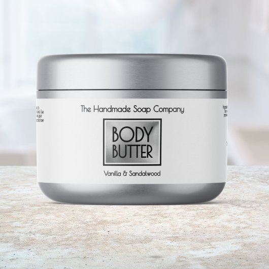 Chic Witte, Zilveren, Zwarte Body Butter Pot label Waterfles Etiket