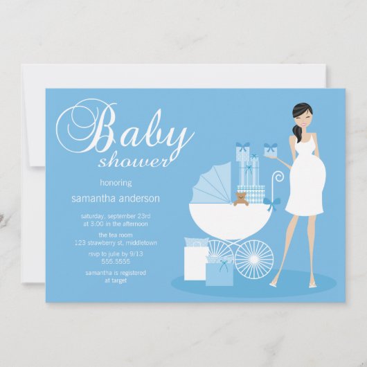 Chic Woman Baby shower Invitation - Boy Kaart (Voorkant)