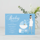 Chic Woman Baby shower Invitation - Boy Kaart (Staand voorkant)