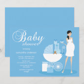Chic Woman Baby shower Invitation - Boy Kaart (Voorkant / Achterkant)