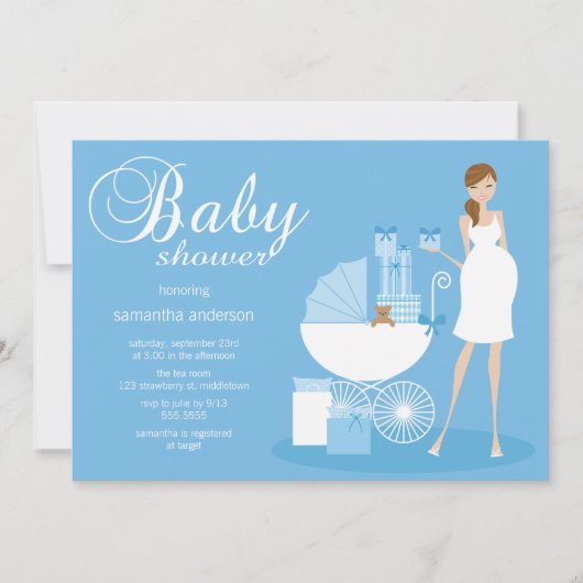 Chic Woman Baby shower Invitation - Boy Kaart (Voorkant)