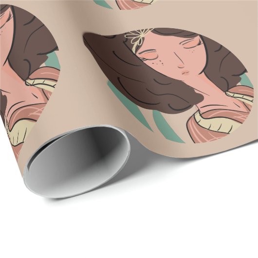 Chic Woman Plant Lover Blogger Cadeaupapier (Rol Hoek)