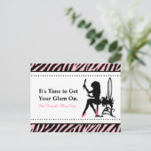 Chic Woman Roze en Zwart Zebra Haar Afspraak Briefkaart (Staand voorkant)