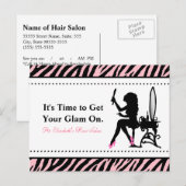 Chic Woman Roze en Zwart Zebra Haar Afspraak Briefkaart (Voorkant / Achterkant)