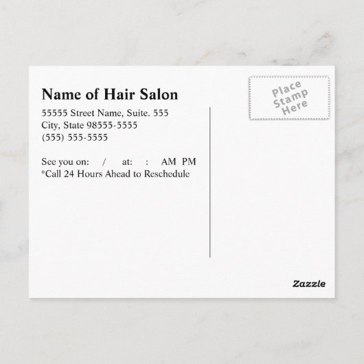 Chic Woman Roze en Zwart Zebra Haar Afspraak Briefkaart (Achterkant)