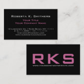 Chic Woman's roze and Black Elegant Professional Visitekaartje (Voorkant / Achterkant)