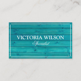 Chic wood blue turquoise en white visitekaartje