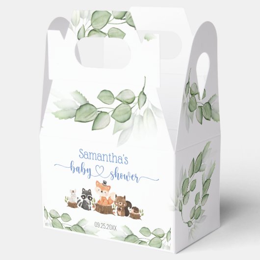 Chic Woodland Animal Baby Boy Shower Favor Box Bedankdoosjes (Geopend)