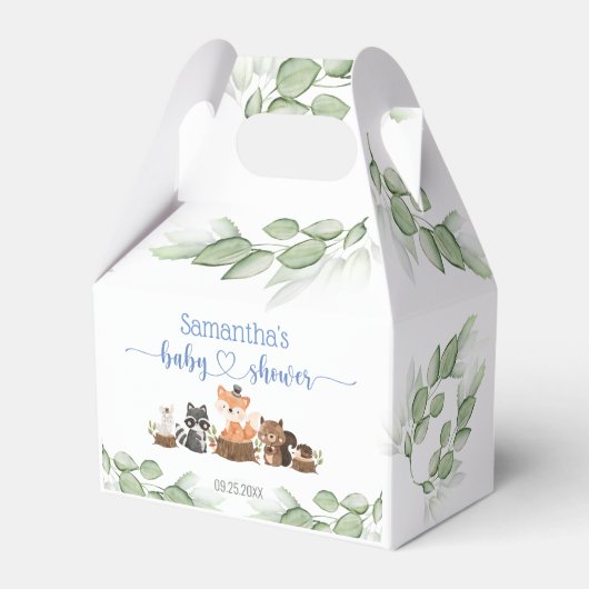 Chic Woodland Animal Baby Boy Shower Favor Box Bedankdoosjes (Voorkant Zijde)