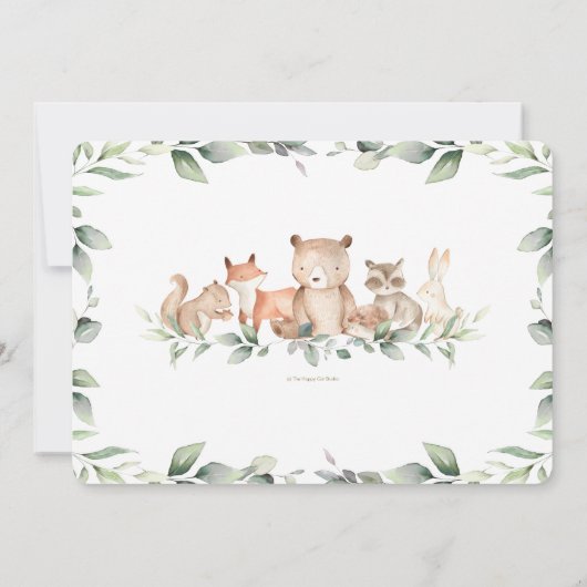 Chic Woodland Animals 1st Birthday Wild One Photo Kaart (Achterkant)