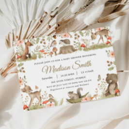 Chic  Woodland Animals Baby shower Kaart