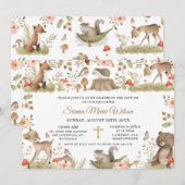 Chic Woodland Animals Baptism Christening Kaart (Voorkant / Achterkant)
