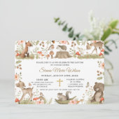 Chic Woodland Animals Baptism Christening Kaart (Staand voorkant)