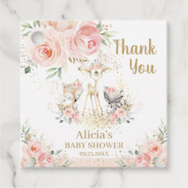 Chic Woodland Animals Blush Floral Baby shower Bedankjes Labels