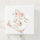 Chic Woodland Animals Blush Floral Baby shower Bedankjes Labels (In situ)