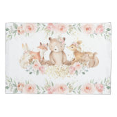 Chic Woodland Animals Blush Floral New Baby Girl Kussensloop (Achterkant)