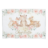 Chic Woodland Animals Blush Floral New Baby Girl Kussensloop (Voorkant)