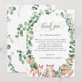 Chic Woodland Animals Greenery Baby shower   Bedankkaart (Voorkant / Achterkant)