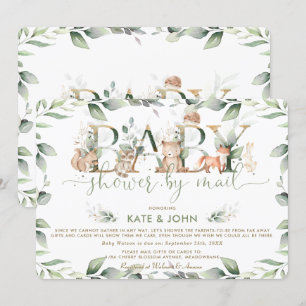 Chic Woodland Animals Greenery Baby shower by Mail Kaart