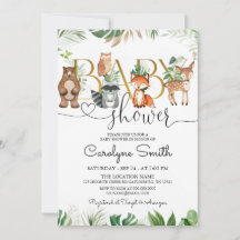 Chic Woodland Animals Greenery Baby shower