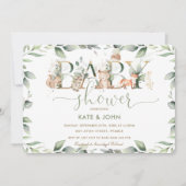 Chic Woodland Animals Greenery Baby shower Neutral Kaart (Voorkant)