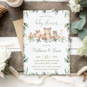Chic Woodland Animals Greenery Baby shower Neutral Kaart