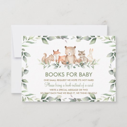 Chic Woodland Animals Greenery Books for Baby Card Kaart (Voorkant)