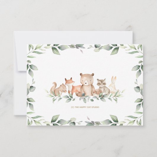 Chic Woodland Animals Greenery Books for Baby Card Kaart (Achterkant)