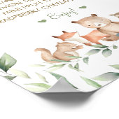 Chic Woodland Animals Greenery Dessert Table Menu Poster (Hoek)
