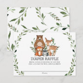 Chic Woodland Animals Greenery Diaper Raffle Kaart (Voorkant / Achterkant)