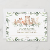 Chic Woodland Animals Greenery Diaper Raffle Kaart (Voorkant)