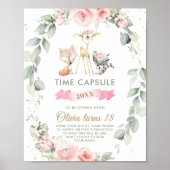 Chic Woodland Animals Greenery Floral Time Capsule Poster (Voorkant)