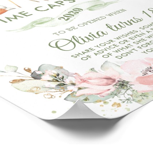 Chic Woodland Animals Greenery Floral Time Capsule Poster (Hoek)