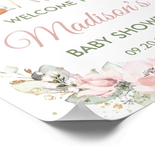 Chic Woodland Animals Greenery Floral Welcome Sign Poster (Hoek)