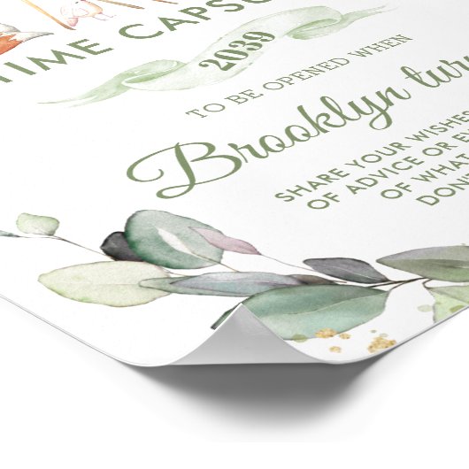 Chic Woodland Animals Greenery Time Capsule Poster (Hoek)
