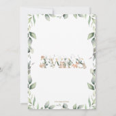 Chic Woodland Animals Greenery Twins Baby shower Kaart (Achterkant)