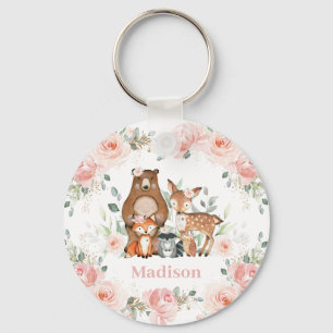 Chic Woodland Animals Pastel Blush Floral Favor Sleutelhanger