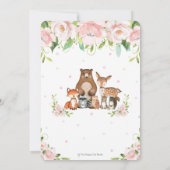 Chic Woodland Animals Roze Bloemen Baby shower Kaart (Achterkant)