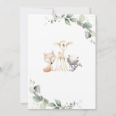 Chic Woodland Animals Rustiek groen Baby shower Bedankkaart (Achterkant)