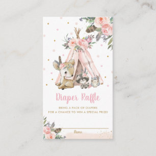 Chic Woodland Animals Tribal Shower Diaper Raffle Informatiekaartje